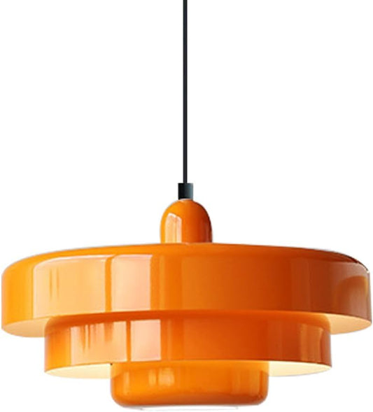 Orange Danish Modern Pendant Lamp, 3-Layer Shade Scandinavian Ceiling Light, Metal Flush Mount Fixture for Dining Table, Kitchen Island, Hallway