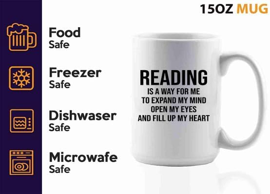 Book Lover Coffee Mug 15oz White -expand my mind - Book Lovers Gifts Book Reader Gifts Book Club Gifts Book Reading Cup Reading Gifts