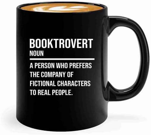 Book Lover Coffee Mug 11oz Black -booktrovert - Book Lovers Gifts Book Reader Gifts Book Club Gifts Book Reading Cup Reading Gifts