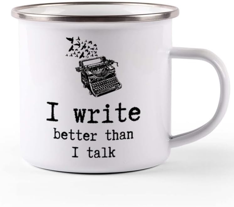 Writer Camper Mug 12oz - Write Better Than Talk - Funny Author Gift To Book Lover Bookish Bookworm Writing Sarcasm Poetry Novelist Journalist