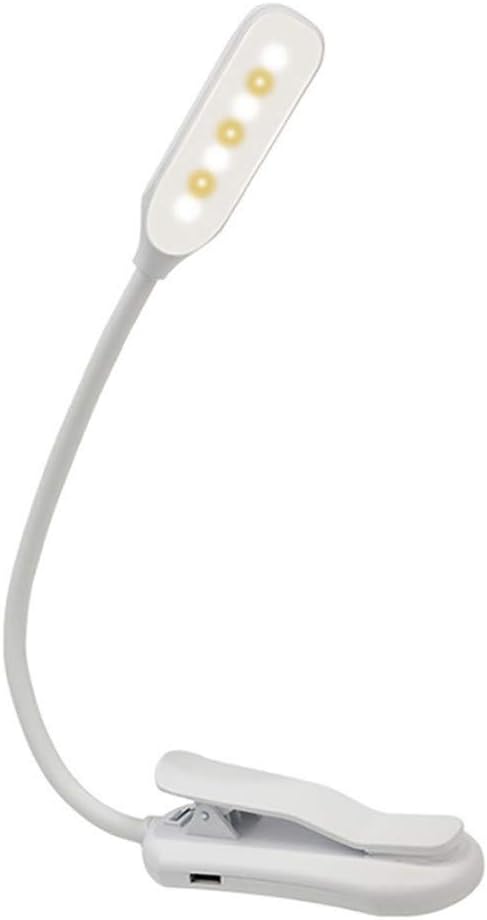 Clip On Book Reading Light for Bed, Clamp On Book Light with 5 LED Eye Care, 3 Color Changeable, Battery Operated USB Rechargeable Bendable Night Book Light Reading Lamps for Bed Study White