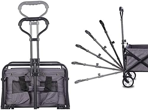 Portable Camping Cart,Camping Wagon, Folding Garden Cart, Shopping Trolley, Heavy Duty Utility Use with Side Bag and Storage Bag -