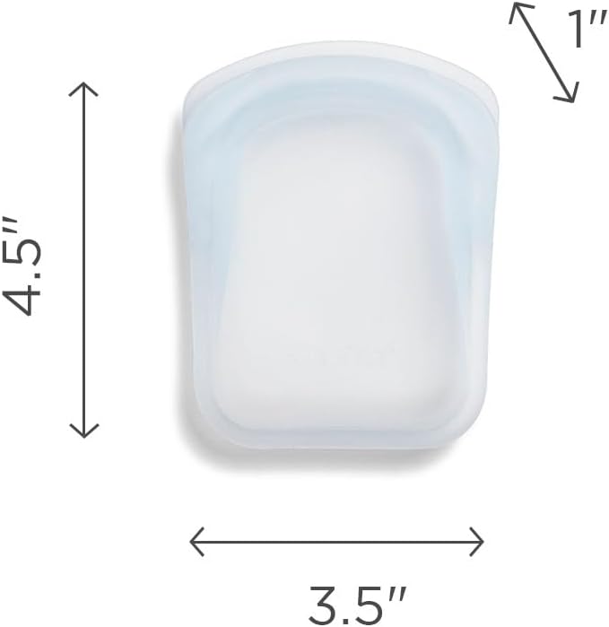 Stasher Silicone Reusable Storage Bag, Pocket Bags 2-Pack, Microwave, Dishwasher, Oven Safe, Sous Vide, Eco Friendly, Leak-free, Food-safe Silicone Snack Bags for Travel, 4 oz, Clear & Deep Ocean | Reusable Food Bag