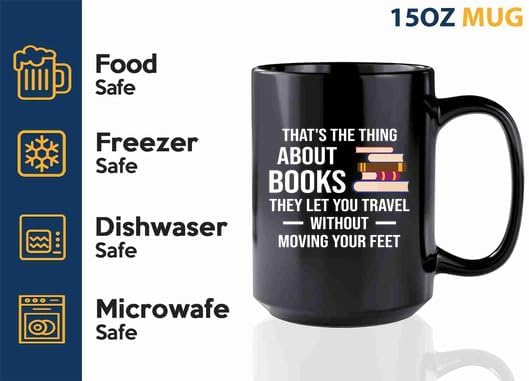 Book Lover Coffee Mug 15oz Black -let you travel - Book Lovers Gifts Book Reader Gifts Book Club Gifts Book Reading Cup Reading Gifts