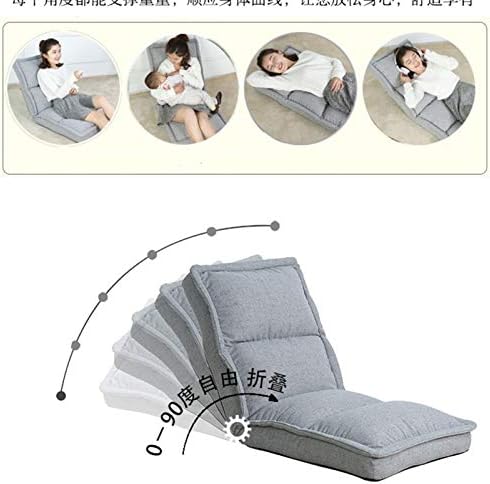 Folding Reading Chairs Floor Folding Gaming Sofa Chair 5-Speed Adjustment Foldable Easy to Remove and wash Bedroom Balcony Reading Backrest Lounge Chair(Beige)