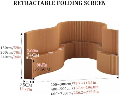 Room Dividers Panels,Panel Screens Indoor Screen Partition with Storage Shelves,Folding Room Divider,Office Partition Paper Panel Privacy Screen,Sturdy,Brown,400~500X35X240Cm