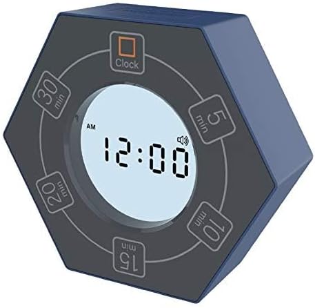 Hexagon Rotating Productivity Clock, Pomodoro Timer with 5, 10, 15, 20, 30 Minute Presets, Timer for People with ADHD (Blue)