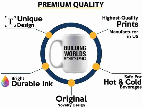 Book Lover Coffee Mug 15oz White -building worlds - Book Lovers Gifts Book Reader Gifts Book Club Gifts Book Reading Cup Reading Gifts