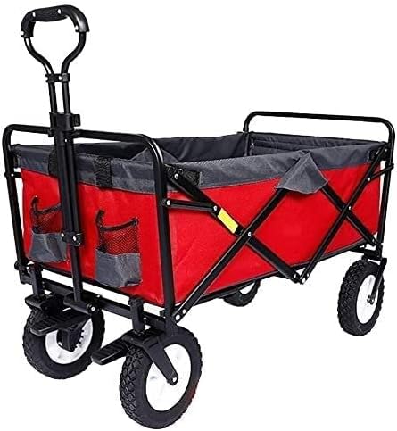 Portable Camping Cart,Utility Wagon All-Terrain Trolley, Foldable Garden Utility Cart, Outdoor Camping Wagon with Brake, for Fishing Picnic, Load-Bearing 100kg / 220lbs