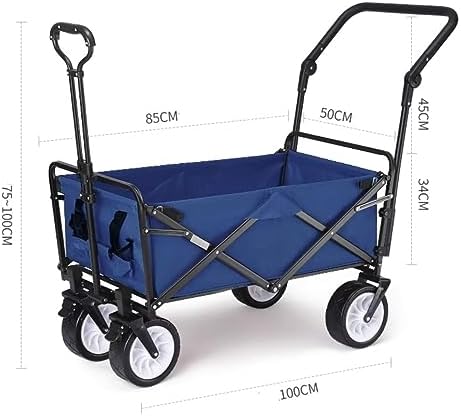 Portable Camping Cart,Heavy Duty Folding Camping Beach Wagon with 4 Wheels Outdoor Garden Shopping Cart for Fishing Pull Truck and Festivals
