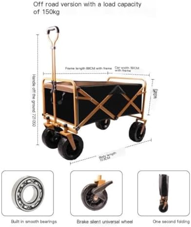 Portable Camping Cart,Outdoor Beach Trolley Cart with Foldable Design for Camping Picnic Grocery Shopping and Fishing Black