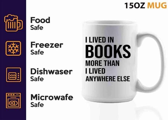 Book Lover Coffee Mug 15oz White -books more - Book Lovers Gifts Book Reader Gifts Book Club Gifts Book Reading Cup Reading Gifts