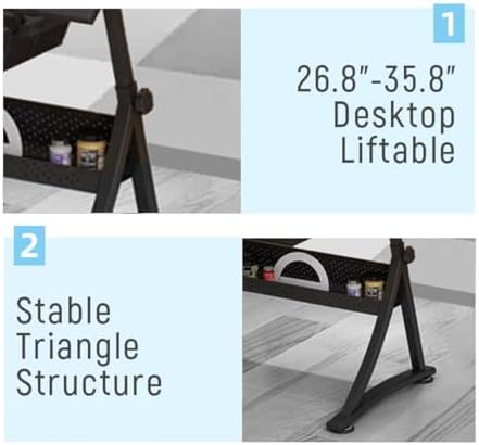 Drawing Tilting Tablet,(Wooden Drawing Desk with Stool Art Craft Table, Adjustable Height(26.8"-35.8"), 80° Tiltable, Drafting Workstation for Artwork, Graphic Design, Writing (MDF))