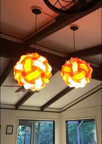 DIY IQ Jigsaw Puzzle Lamp Shade Ceiling Pendant Lampshade Kit with 15 Feet Hanging Cord (White, M-10 inch)