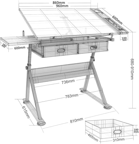 Drawing Tilting Tablet,Drafting Table,Drawing Desk Drafting Table with Storage, Height Adjustable Tiltable Art Desk, Maple Panel Drawing Desk, for Work Study Painting Craft Table