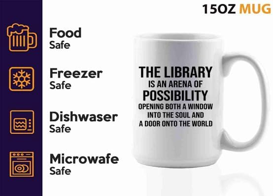 Book Lover Coffee Mug 15oz White -arena of possibility - Book Lovers Gifts Book Reader Gifts Book Club Gifts Book Reading Cup Reading Gifts