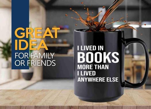 Book Lover Coffee Mug 15oz Black -books more - Book Lovers Gifts Book Reader Gifts Book Club Gifts Book Reading Cup Reading Gifts