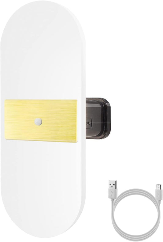 BIGMONAT USB Rechargeable Motion Sensor Wall Night Light, Wireless Sconce Light, LED Wall Lamp for Hallway Bathroom Bedroom Corridor Stairway Shower,180 Lumens, 4000K