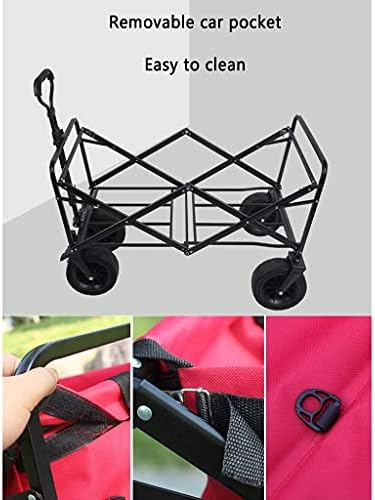 Foldable Beach Cart Outdoor Folding Utility Wagon 4-Wheel Portable Fishing Cart Folding Camping Trolley with Storage Basket Heavy Beach Truck Load-Bearing 100kg / 220lbs (Style 2)