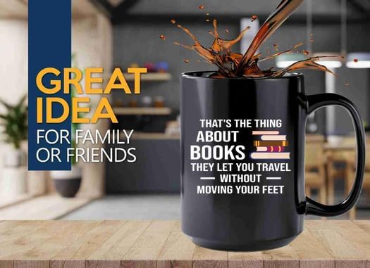 Book Lover Coffee Mug 15oz Black -let you travel - Book Lovers Gifts Book Reader Gifts Book Club Gifts Book Reading Cup Reading Gifts