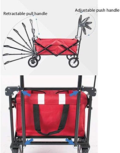 Trolleys, Foldigarden Trolley Cart Heavy Duty Wagon with Canopy Multi-Function Shoppicart for Outdoor Campibeach Truck with 4 Wheels, Load：100Kg