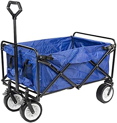 Folding Trolley Cart Outdoor Folding Utility Wagon Garden Trolley Foldable Pull Wagon Heavy Duty Camping Cart with Brake Up to 100 Kg Load (Style 4)