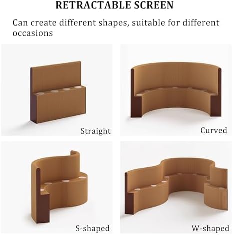 Room Dividers Panels,Panel Screens Indoor Screen Partition with Storage Shelves,Folding Room Divider,Office Partition Paper Panel Privacy Screen,Sturdy,Brown,400~500X35X240Cm