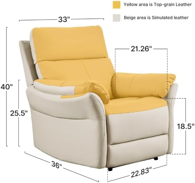 Genuine Leather Recliner Chair with Hamburger Style Backrest Armrest Wall Hugger Recliners Chairs for Living Room Theater Seating Bedroom(Orange)