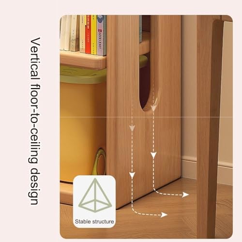 6-Tier Narrow Bookshelf, Solid Wood Corner Storage, Modern Floor Standing Bookcase for Small Spaces, Freestanding Display Organizer Cabinet (15.7in Width)