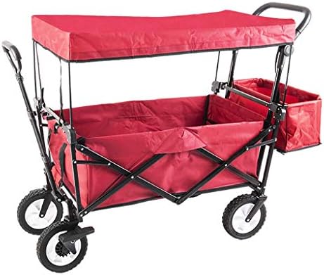 Trolleys, Foldigarden Trolley Cart Heavy Duty Wagon with Canopy, Multi-Function Shoppicart for Outdoor Campibeach Truck with 4 Wheels, Load：100Kg