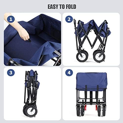 Portable Camping Cart,A Outdoor Utility Wagon Heavy Duty Folding Garden Cart ping Beach Wagon with Universal Wheels Adjustable Handle