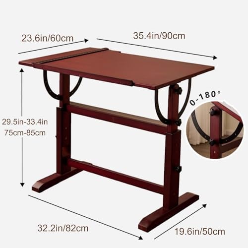 Drawing Tilting Tablet,Drafting Table,Large Wood Drafting Table, Artist Drawing Table with Height Adjustable, Tilting Enlarge Tabletop, Studio Craft Desk & Art Craft Desk for Writing