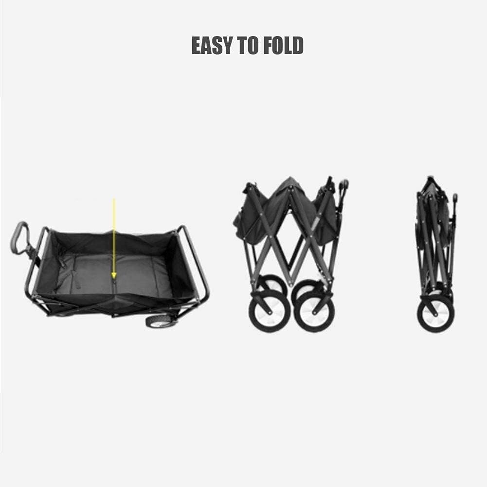 Foldable Outdoor Utility Wagon with Heavy Duty Steel Frame, Big All-Terrain Wheels & Adjustable Handle for Camping(Green)