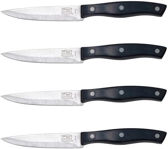 Chicago Cutlery Ellsworth 4-Piece Steak Knives, 4.5" Stainless Steel Blades for Effortless Cutting, For Home Kitchen and Professional Use