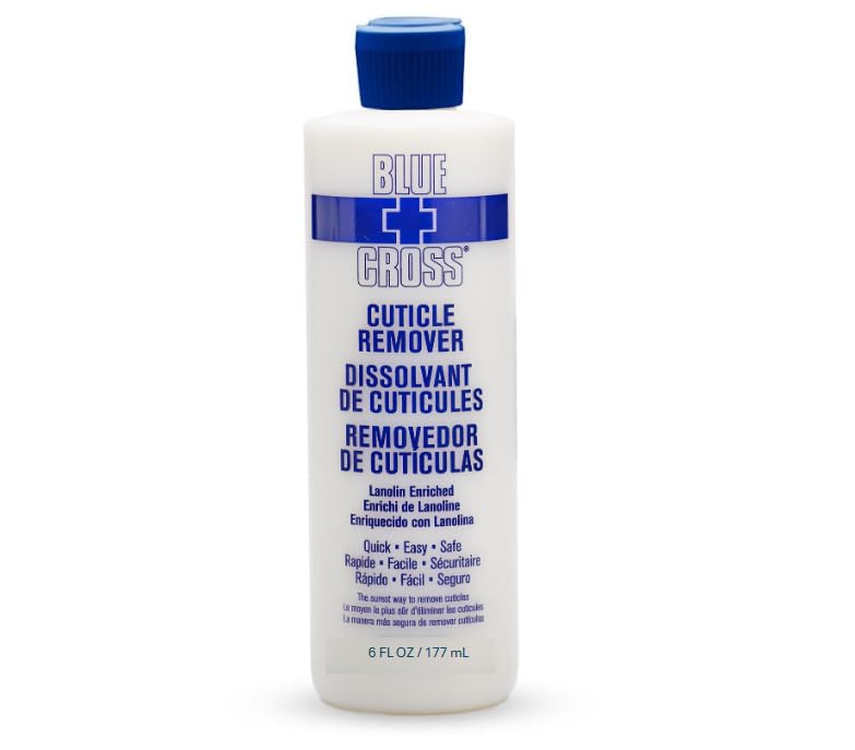 Cuticle Remover & Softener Liquid for Nails – Blue Cross Professional Nail Care with Lanolin, Hydrating Treatment for Dry Cuticles & Hangnails, Made in USA, 6oz