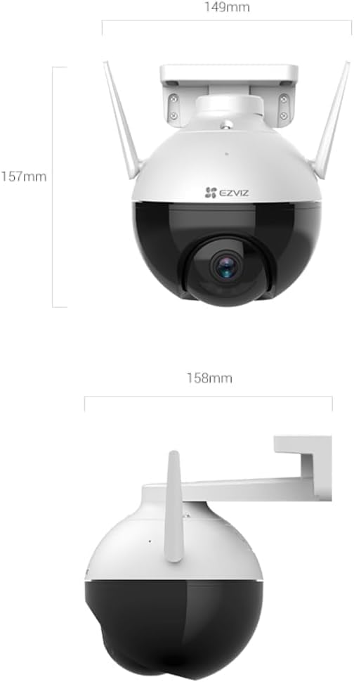 EZVIZ 360° Security Camera Outdoor, WiFi Camera for Home Security, Surveillance Camera, No Subscription with Motion Detection, Color Night Vision, Audio Pick-up, Waterproof, Alexa/Google, 256GB| C8C