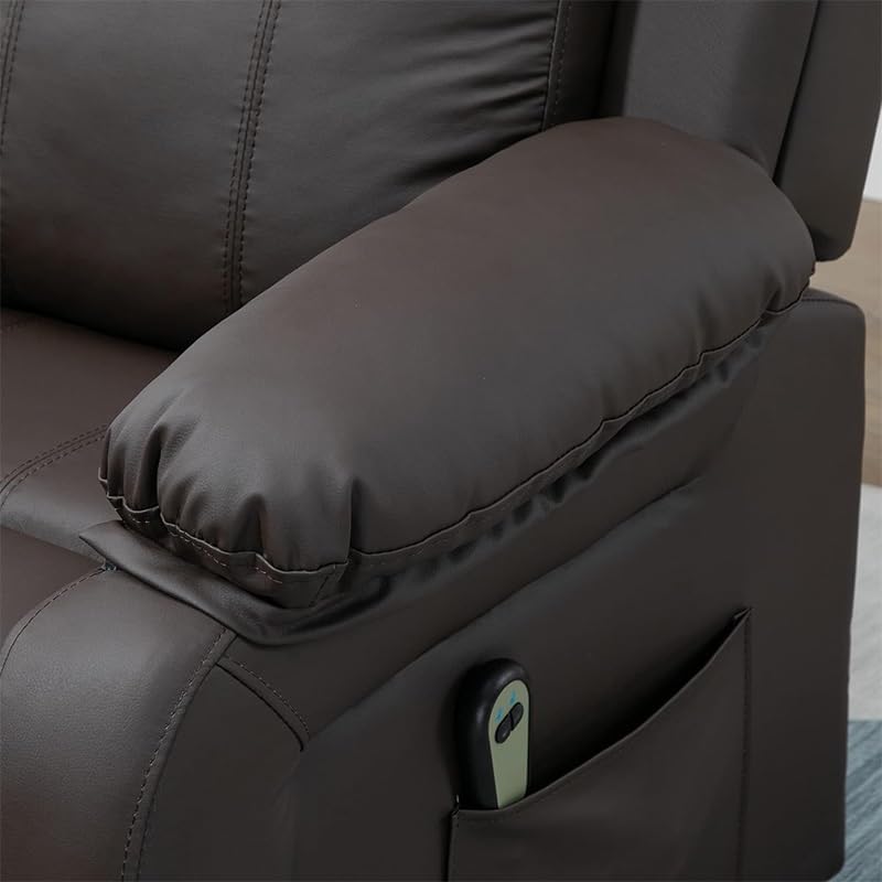 Adults Massage Recliner Chair with Massage and Heated Brown Leather Electric Lift Recliner Chair for Elderly, Ergonomic Leisure Chair Classic Single Sofa