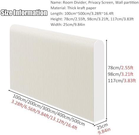Room Dividers Panels,Panel Screens Home Office Folding Room Divider Paper Wall Partition Privacy Panel Screen,Retractable Adjustable Screen Divider for Room Separation,White,White,