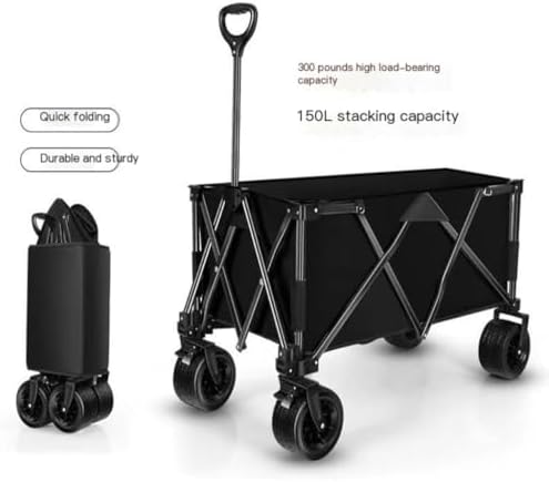 Portable Camping Cart,Outdoor Portable Beach Trolley Cart for Camping and Grocery Shopping Foldable Camper Van Gather Type Small Pull Cart (White)