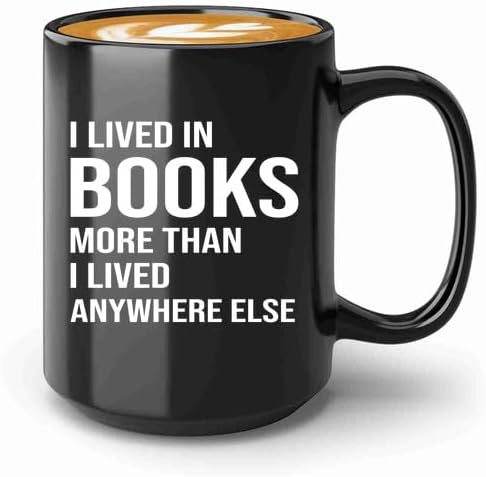 Book Lover Coffee Mug 15oz Black -books more - Book Lovers Gifts Book Reader Gifts Book Club Gifts Book Reading Cup Reading Gifts