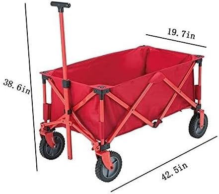 Portable Camping Cart,Foldable Outdoor Utility Wagon Cart with Adjustable Handle, Heavy Duty Garden Trolley for Beach, Sports, Shopping, 80kg Load Capacity, Removable Fabric, EAS
