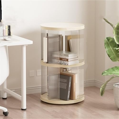 4-Tier White Rotating Bookshelf Tower, 360° Revolving Bookcase, Floor Standing Corner Shelf, Storage Rack for Home Office, Space Saver for Study & Living Room