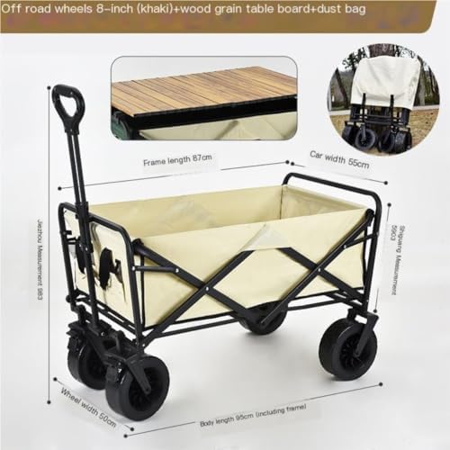 Portable Camping Cart,Outdoor Folding Beach Trolley Cart with Off Road Wheels for Camping and Picnics