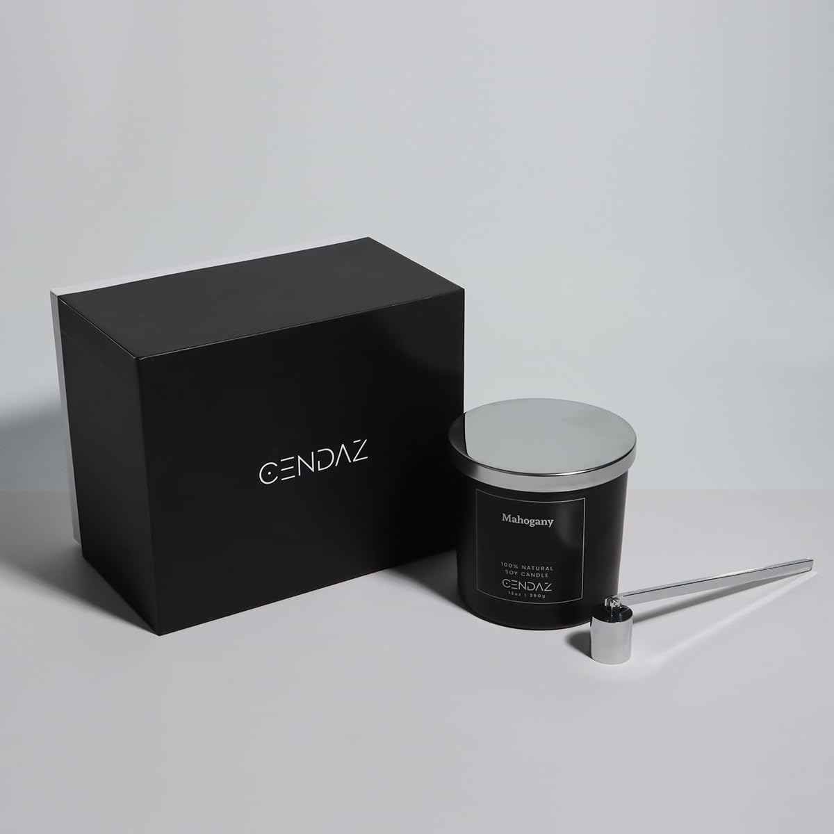 Mahogany Scented Soy Candle with Snuffer Included 3 Wick Candle for Men Long Lasting 75 Hour Burn Elegant Aromatherapy Candle for Relaxation Masculine Home Decor Birthday Holiday Gift Set Spa