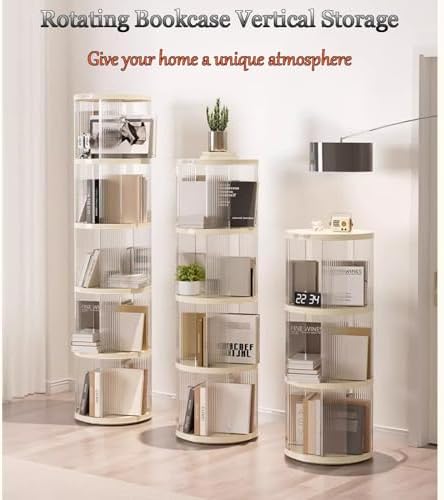 Wall Mounted Storage Pegboard,Behind The Door Bookshelf，Multi-Layered Bookshelf Tower,360° Rotating Book Shelf Acrylic Three Dimensional Design Space Saving for Living Room Bedroom Study Off