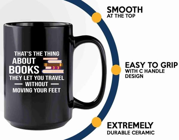 Book Lover Coffee Mug 15oz Black -let you travel - Book Lovers Gifts Book Reader Gifts Book Club Gifts Book Reading Cup Reading Gifts