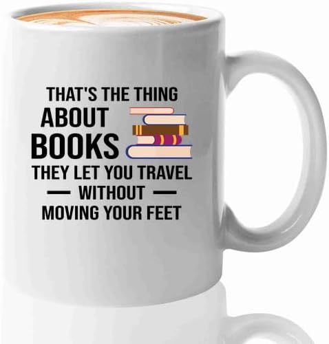 Book Lover Coffee Mug 11oz White -let you travel - Book Lovers Gifts Book Reader Gifts Book Club Gifts Book Reading Cup Reading Gifts