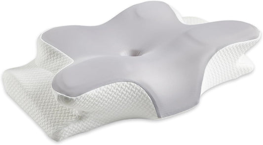 Cervical Neck Pillow – Ergonomic Neck Pain Relief Pillow, Contour Memory Foam Orthopedic Support, Ideal for Side Back Stomach Sleepers with Cooling Breathable Pillowcase