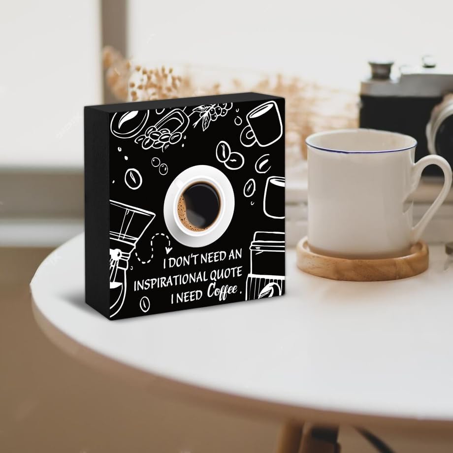 Funny Coffee Bar Accessories Sign Decor For Home Office Coffee Signs For Station Office Decoration Happy Hour Decorative Wooden Box Kitchen Decor