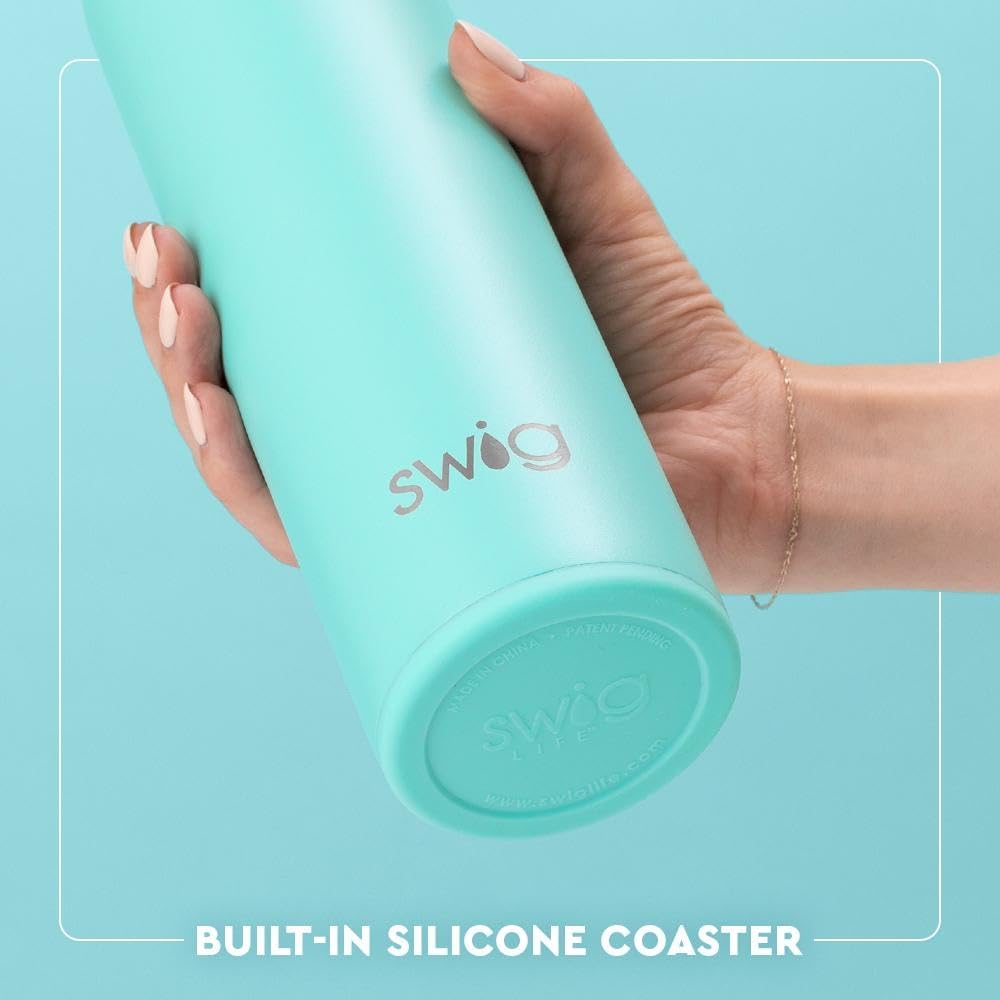 Swig Life 26oz Insulated Water Bottle, Travel Water Bottle with Straw and Lid, Cup Holder Friendly, Stainless Steel (Garden Party)